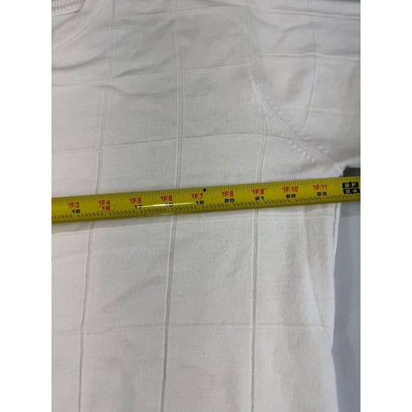 Consensus Menswear XL Cream Cotton Blend Crewneck Sweater Square Pattern - Picture 6 of 8